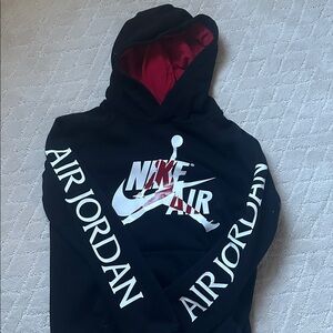 Kids size 10-12 Nike Air Jordan Black Hoodie with Red Accents
